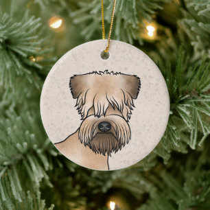 Irish Soft-Coated Wheaten Terrier Cartoon Dog Head Ceramic Tree Decoration