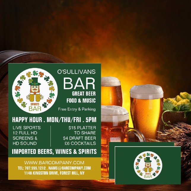 Irish Sports Bar, Pub/Brewery Business Card (Creator Uploaded)