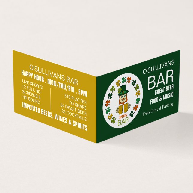 Irish Sports Bar, Pub/Brewery, Detailed Business Card (Outside)