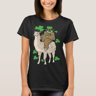 Irish St Paddys Day Sloth Riding Leprechaun Llama T-Shirt