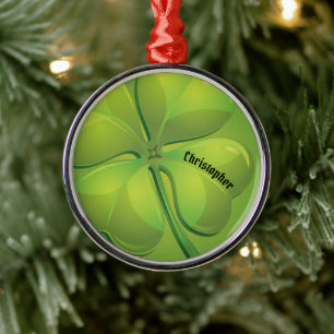 Irish St. Patrick’s Day Green Shamrock Personalise Metal Tree Decoration