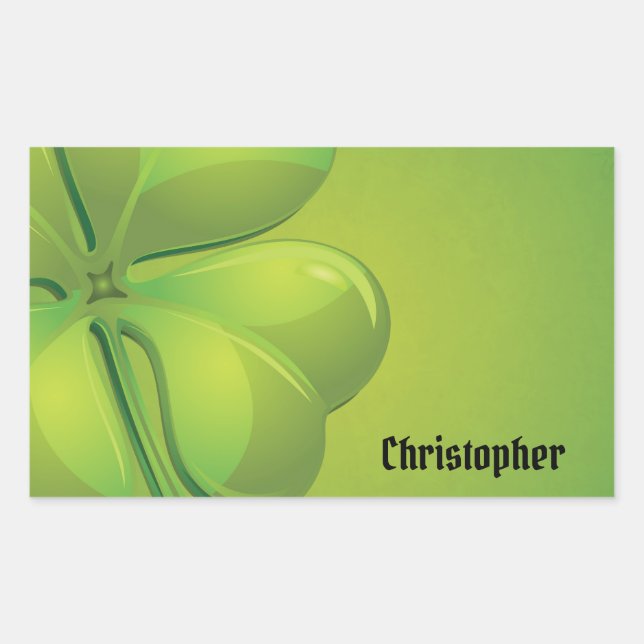 Irish St. Patrick’s Day Green Shamrock Personalise Rectangular Sticker (Front)