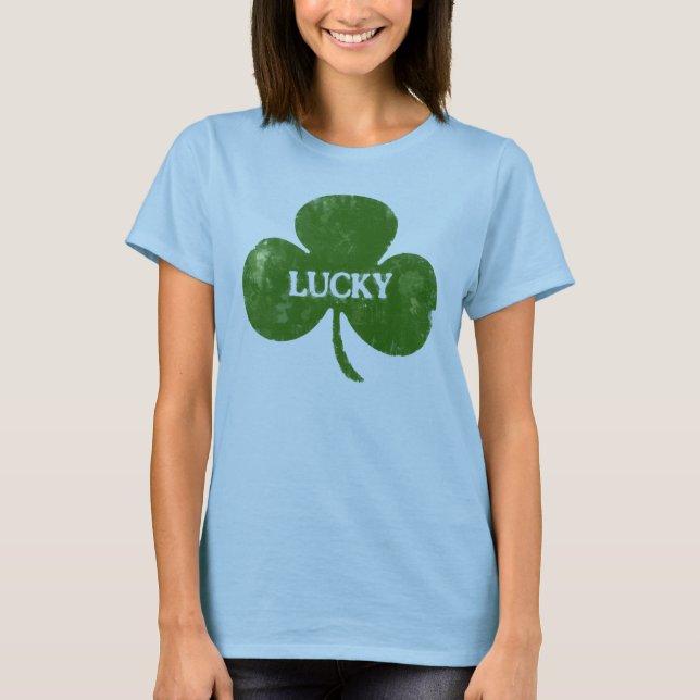 Irish St. Patrick's Day Grunge Clover T-Shirt (Front)