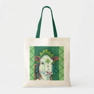 IRISH ST. PATRICK'S DAY HEIFER, SHAMROCK COW TOTE BAG