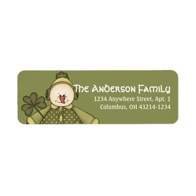 Irish St. Patrick's Day Snowman Address Labels d2 (Front)