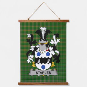 Irish Staples Coat of Arms Family Crest Hanging Tapestry
