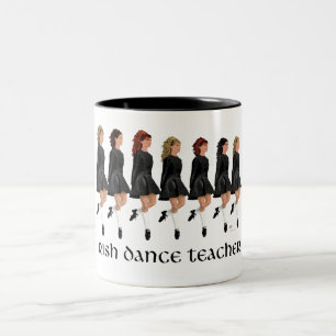 Irish Step Dance Teacher - Black Line Two-Tone Coffee Mug