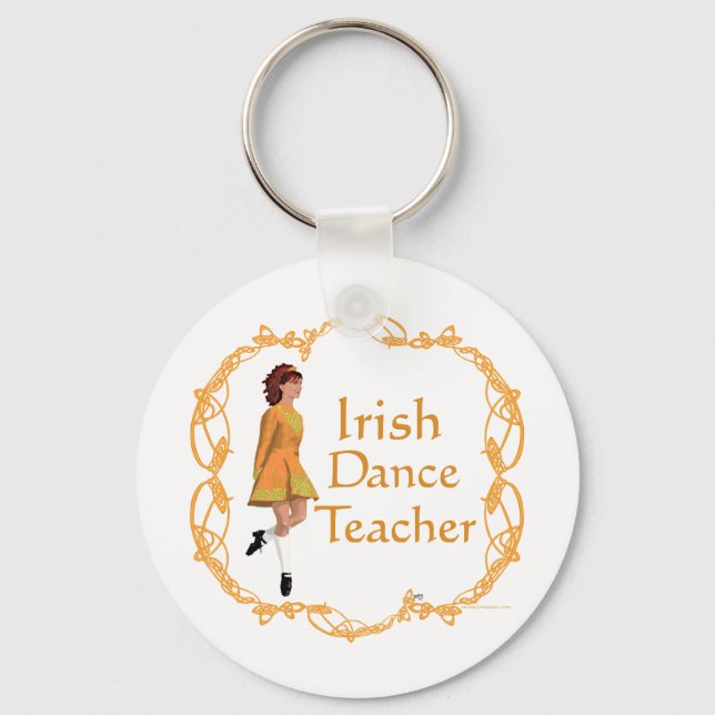 Irish Step Dance Teacher - Gold Key Ring (Front)
