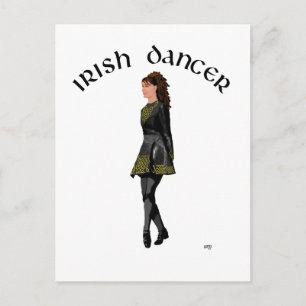 Irish Step Dancer - Black Dress, Brunette Hair Postcard