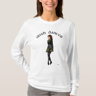 Irish Step Dancer - Black Dress, Brunette Hair T-Shirt