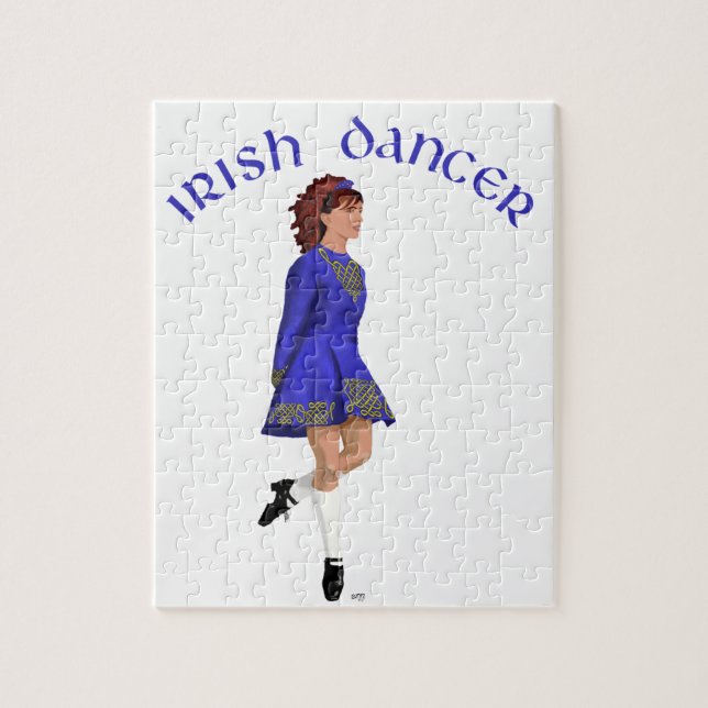 Irish Step Dancer - Blue Jigsaw Puzzle (Vertical)