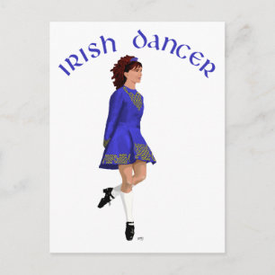 Irish Step Dancer - Blue Postcard