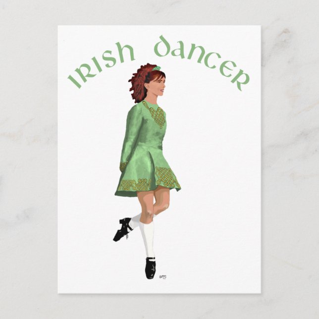 Irish Step Dancer - Green Postcard (Front)