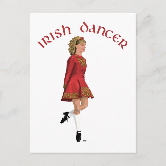 Irish Step Dancer in Red Postcard (Front)