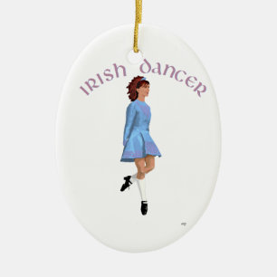 Irish Step Dancer Light Blue Ceramic Tree Decoration