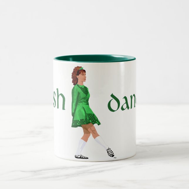 Irish Step Dancer - Soft Shoe - Green Two-Tone Coffee Mug (Center)
