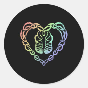 Irish Step Dancing Celtic Knot Heart Classic Round Sticker