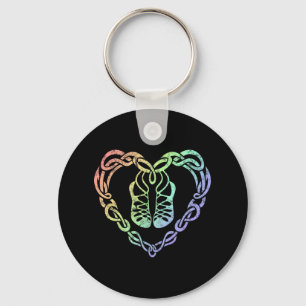 Irish Step Dancing Celtic Knot Heart Key Ring