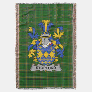 Irish Stopford Coat of Arms Family Crest Ireland Throw Blanket