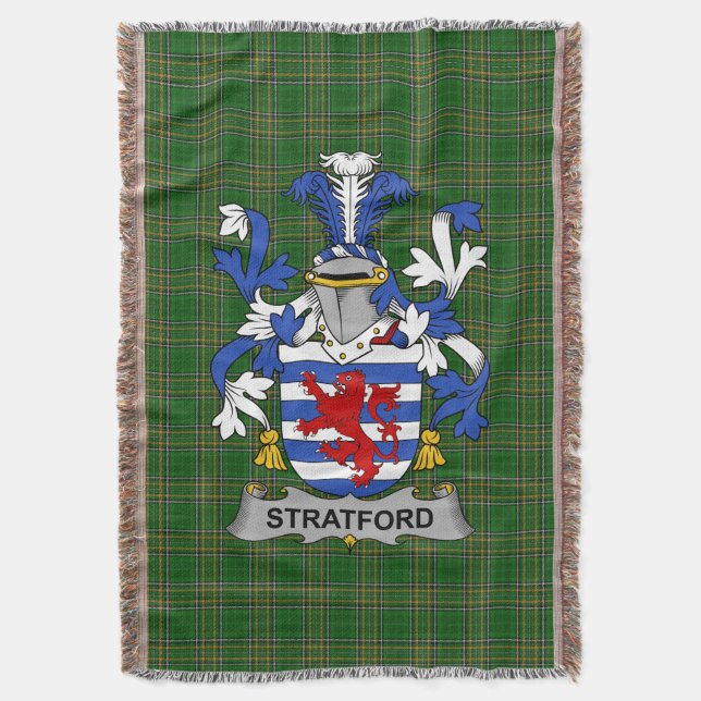  Irish Stratford Coat of Arms Family Crest Ireland Throw Blanket (Front Vertical)