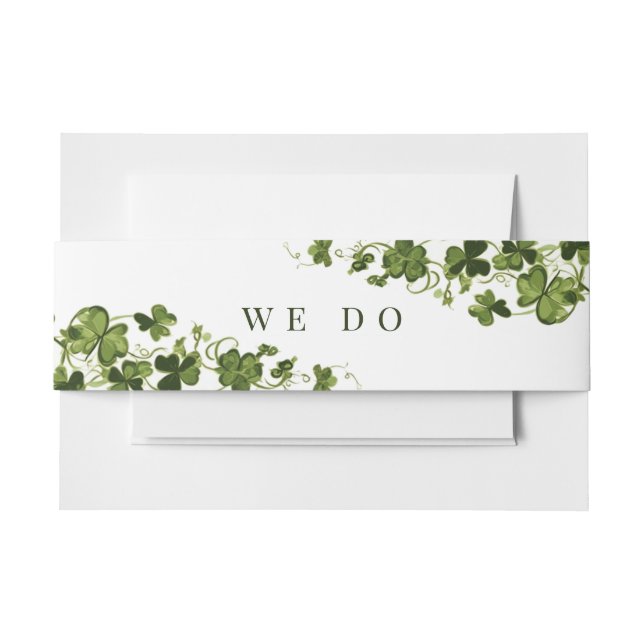 Irish Stylized Shamrock Leafy Foliage  Invitation Belly Band (Front Example)