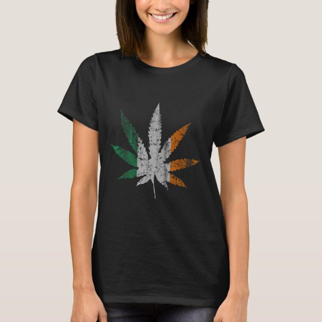 Irish T Leaf St Patricks Day Weed  T-Shirt (Front)