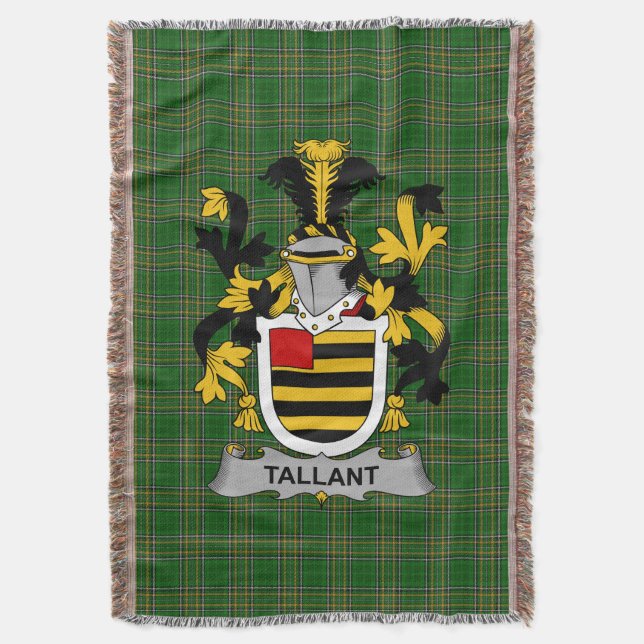  Irish Tallant or Tallon Coat of Arms Family Crest Throw Blanket (Front Vertical)