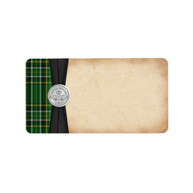 Irish Tartan Claddagh Wedding Blank Address Label (Front)