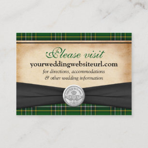 Irish Tartan Claddagh Wedding Website Insert Card