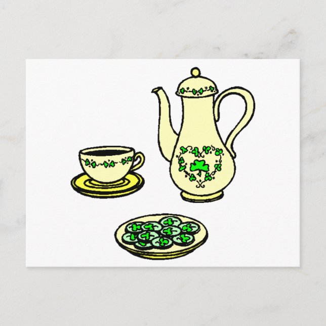 Irish Tea Set St. Patrick's Day Postcard (Front)