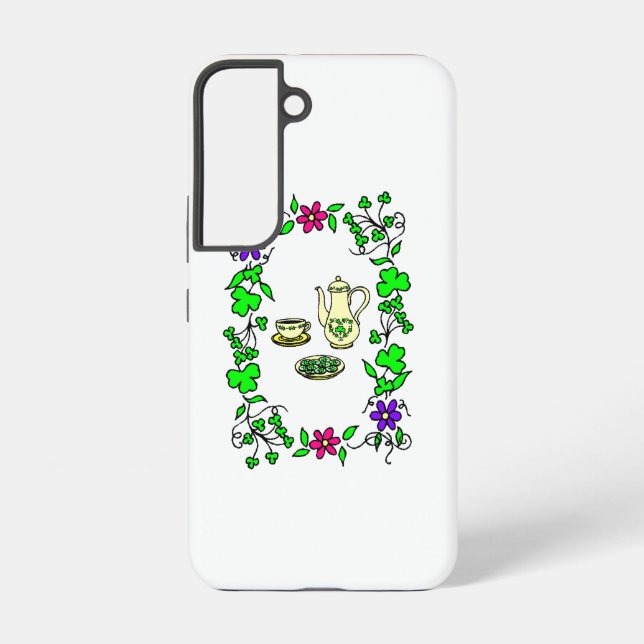 Irish Tea Set Theme St Patrick's Day Samsung Galaxy S22 Case (Back)
