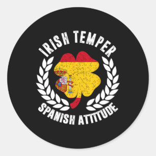 Irish Temper Spanish Attitude Flag St Patrick's Classic Round Sticker