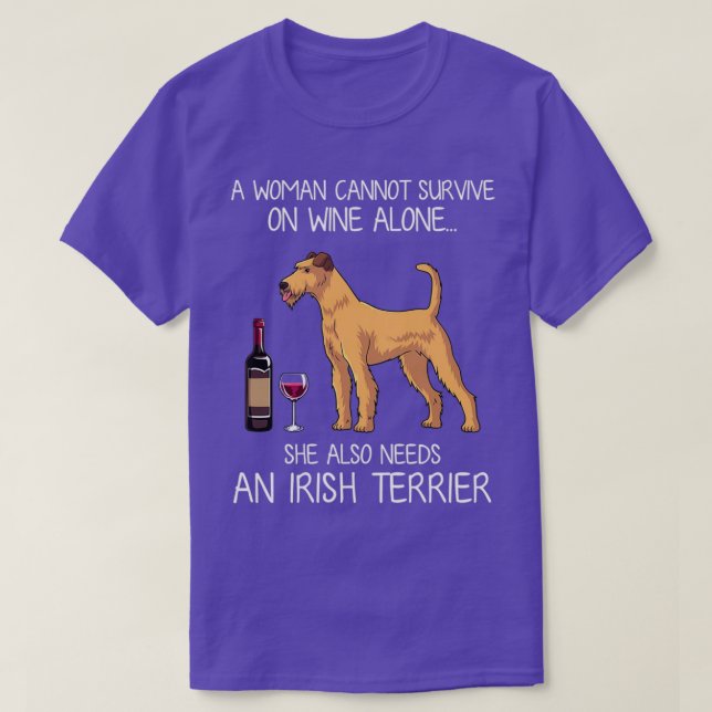 Irish Terrier and wine Funny dog  T-Shirt (Design Front)