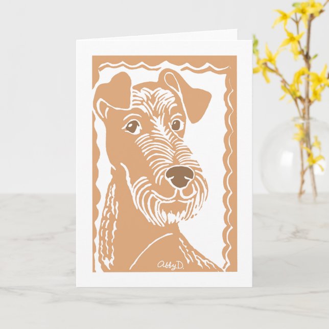 Irish Terrier Art Greeting Card (Yellow Flower)