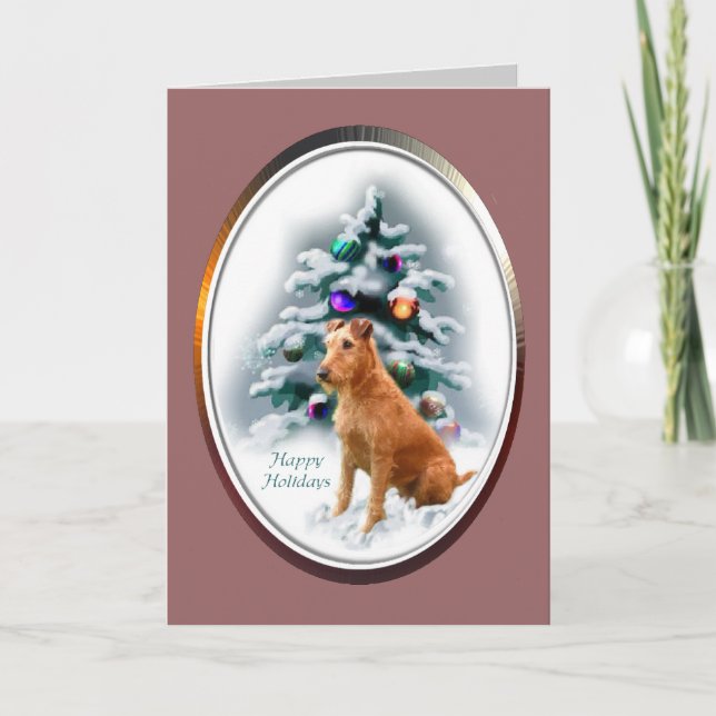 Irish Terrier Christmas Gifts Holiday Card (Front)
