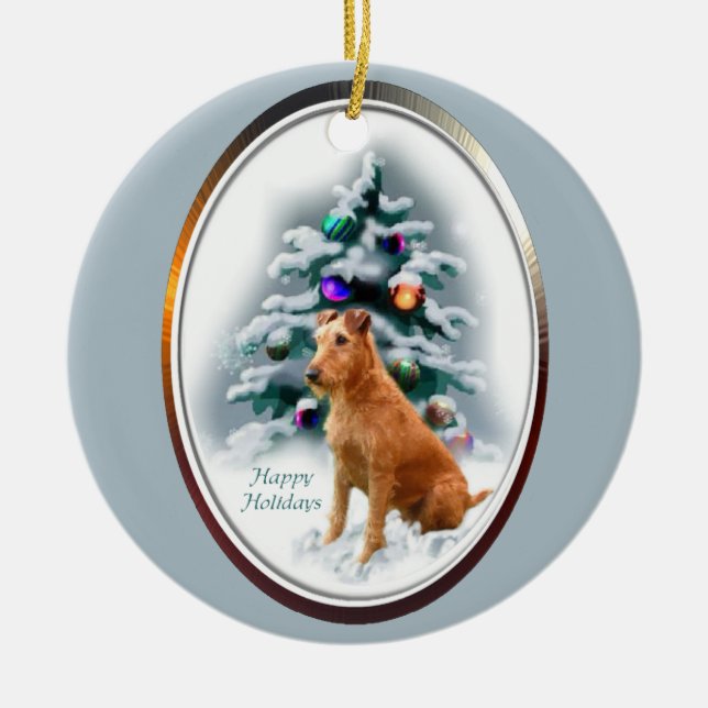 Irish Terrier Christmas Gifts Ornament (Front)