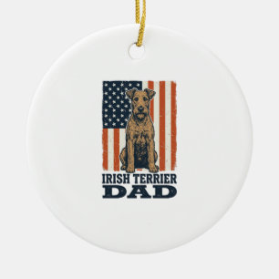 Irish Terrier Dad Patriotic Vintage Ceramic Tree Decoration