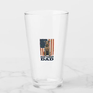 Irish Terrier Dad Patriotic Vintage Glass