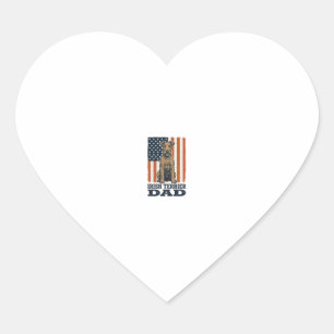 Irish Terrier Dad Patriotic Vintage Heart Sticker