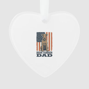 Irish Terrier Dad Patriotic Vintage Ornament