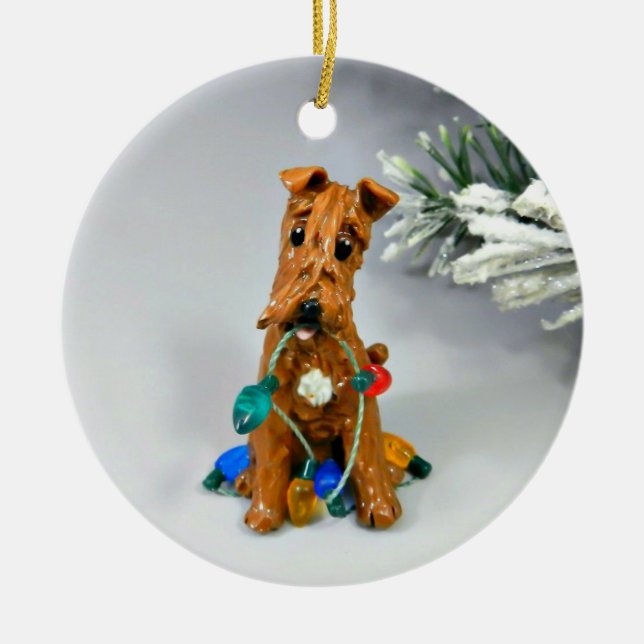 Irish Terrier Dog Ceramic Ornament (Front)