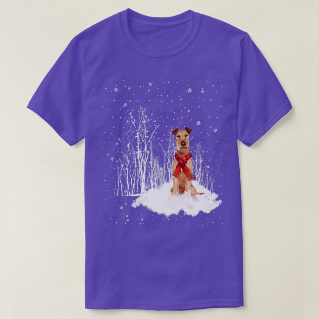 IRISH TERRIER Dog Christmas Happy Holidays Season T-Shirt (Design Front)