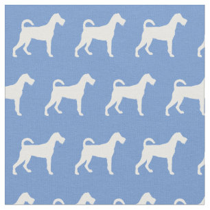 Irish Terrier Dog Silhouette Pet Light Blue Fabric