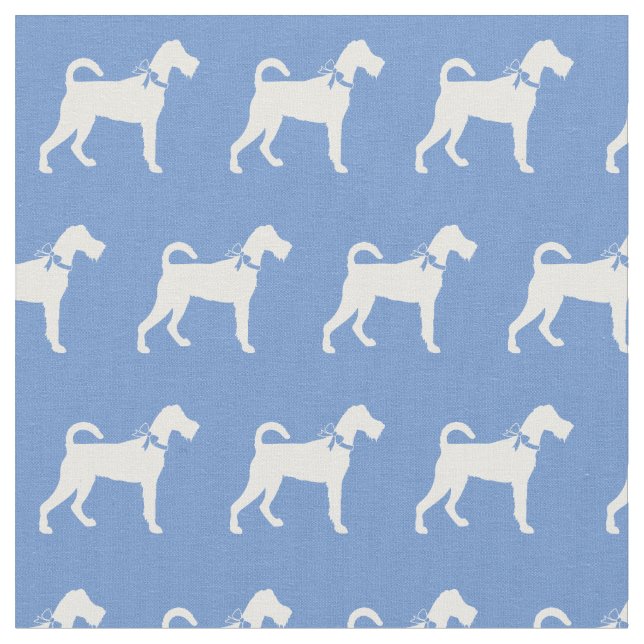 Irish Terrier Dog Silhouette Pet Light Blue Fabric (Close Up)