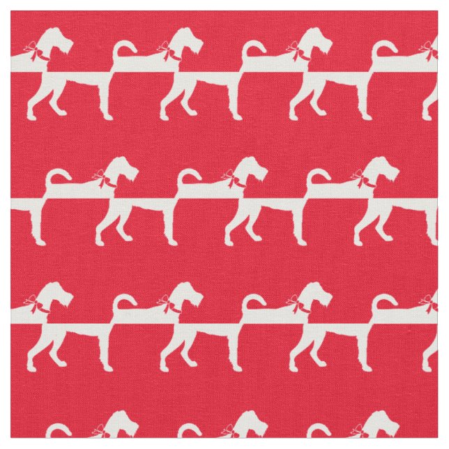 Irish Terrier Dog Silhouette Pet Red Fabric (Close Up)