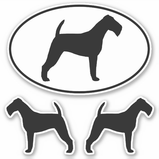 Irish Terrier Dog Silhouettes Vinyl Sticker Set (Front)