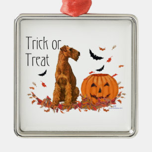 Irish Terrier Halloween Metal Tree Decoration