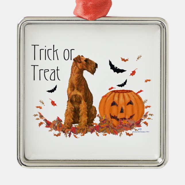 Irish Terrier Halloween Metal Tree Decoration (Front)