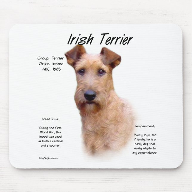 Irish Terrier History Design Mouse Pad (Front)