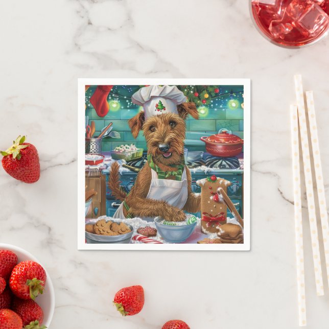 Irish Terrier Holiday Baking: Festive Christmas Napkin (Insitu)